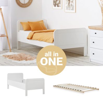 Komfortbett 90x200 mit Lattenrost Seniorenbett Höhenverstellbar Holzbett Einzelbet