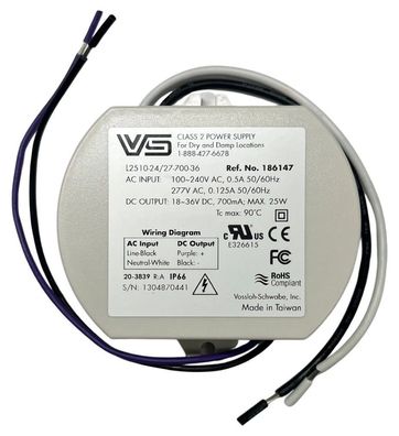 Vossloh Schwabe LED Driver L2510-24/27-700-36 25W 18-36VDC 700mA 186147