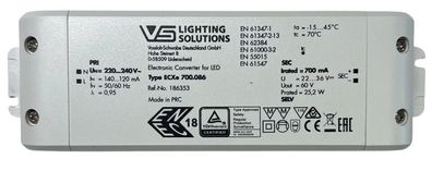 Vossloh Schwabe LED Driver ECXe 700.086 25W 60V 120-140mA 186353
