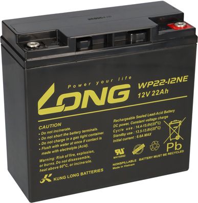Kung Long WP22-12NE AGM Akku 12V 22Ah M6 - für Panasonic LC-XC1222P