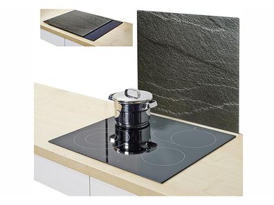 ZELLER Present Herdabdeckplatte Schiefer Glas 56x50cm anthrazit