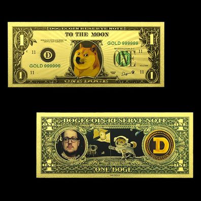 1 Dogecoin Reserve. Banknote - vergoldet / Folie + Zertifikat(CM1709251)