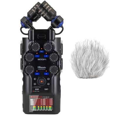 Zoom Audio-Recorder H6 Studio mit Fell-Windschutz