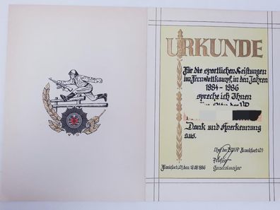 DDR Urkunde VoPo Sportliche Leistungen im Fernwettkampf 1984-1986