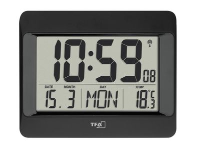 TFA Funk Uhr schwarz