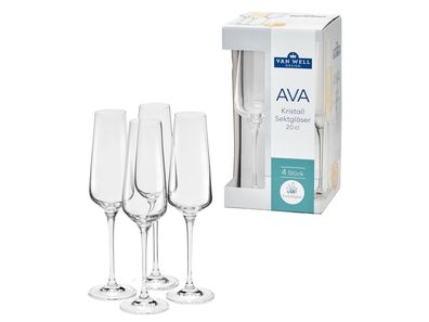 VAN WELL Sektglas Ava Kristall 200ml 4er Karton