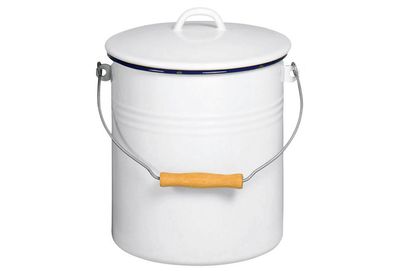 KARL KRÜGER Eimer mit Deckel 10 l 32cm Ø25cm emailliert weiß