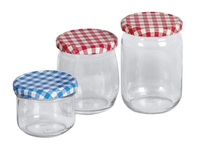 EMSY Schraubdeckelglas mit 82mm TO-Deckel kariert 420 ml 6er Pack