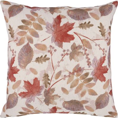 Kissenbezug 40 x 40 Kissenhülle Beige Kissen Herbst Dekokissen Bezug Lurex Blatt