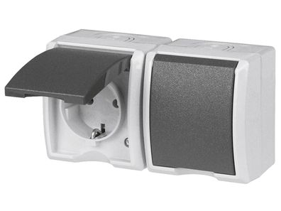 REV RITTER AquaForm gr FR AP-Steckdose 2-fach waagerechte Montage