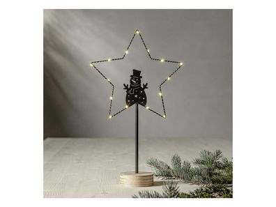 STAR Trading LED Standleuchte Glima Schneemann in Stern Batterie 25x42 cm