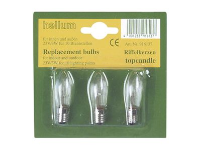 HELLUM Riffelkerze für 10er Kette 23V/3W innen und außen klar 3 Stück