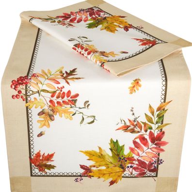 Tischläufer Tischdecke Herbst 40x90 Mitteldecke Tischwäsche Blatt Pflegeleicht