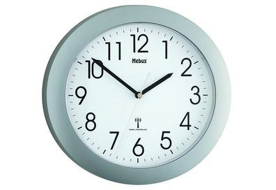 MEBUS Funkwanduhr 52451 Ø25cm silber