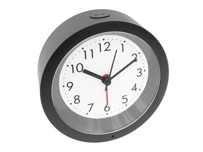 Quarz Wecker analog Ø10,3cm schwarz