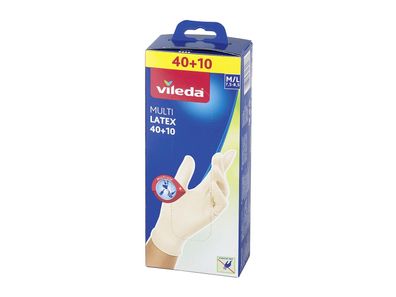 VILEDA Einweghandschuh Multi Latex 40 + 10 Größe M/L 50er Pack