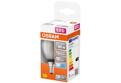 OSRAM LED Filament Tropfen E14 4W 470lm 4.000K matt