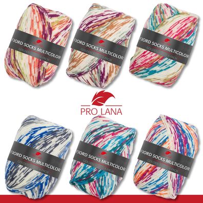 Pro Lana 5 x 100 g Fjord Socks 4-fach Fjord Socks Multicolor Sockenwolle 6 Farben