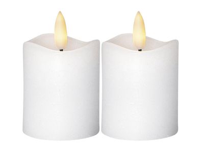 STAR Trading Kerze Flamme LED mit Timer 5x7,5cm weiß 2 stück