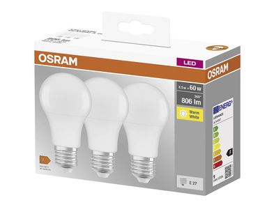 OSRAM LED Filament Birne E27 8,5W 806lm 2.700K klar 3er