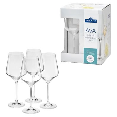 VAN WELL Weinglas Ava Kristall 450ml 4er Karton