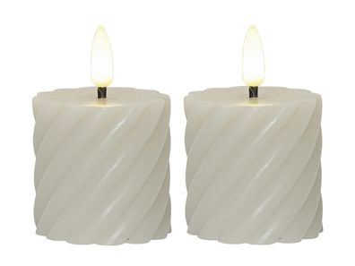 STAR Trading LED-Echtwachs-Kerze Flamme Swirl Votive 7,5x5cm beige 2Stück