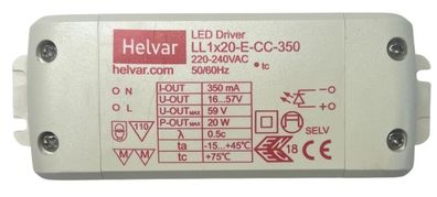 Helvar LED Driver LL1x20-E-CC-350 20W 16-57V 350mA