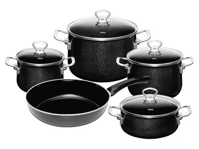 RIESS Topfset Black Magic 5teilig schwarz Emaille