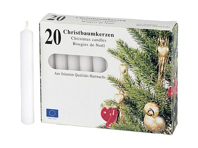 Baumkerze 9,6cm Ø1,2cm weiß 20 Stück