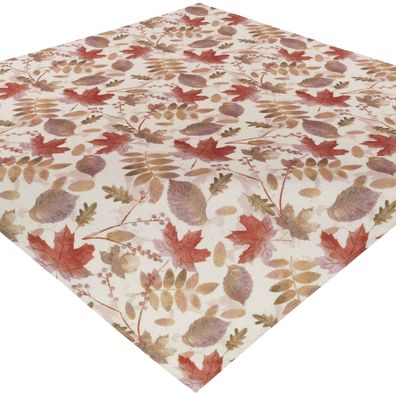 Herbst Tischdecke Beige 85x85 Mitteldecke Deckserviette Tischwäsche Lurex Blatt