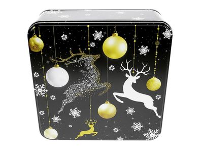 GAWOL Gebäckdose Hirsch 22x22x8,5cm schwarz/gold
