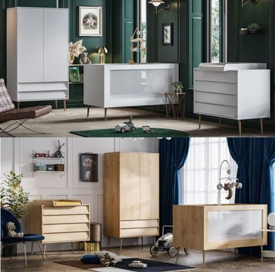 Babyzimmer Kinderzimmer komplett Set BONNY Weiß oder Eiche Schrank Wickelkommode Bett
