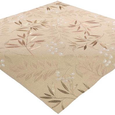 Tischdecke Beige Stoff Modern 85x85 Mitteldecke Bestickt Tischwäsche Herbstlich