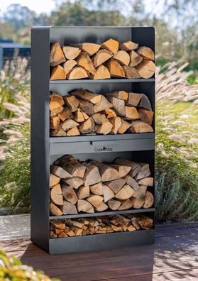 Kaminholzregal " Vento " H 150 cm Holzregal für Kaminholz Kaminholzablage aus Stahl