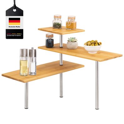 bremermann Bambus-Eckregal, Küchenregal, Material aus Bambusholz und Edelstahl