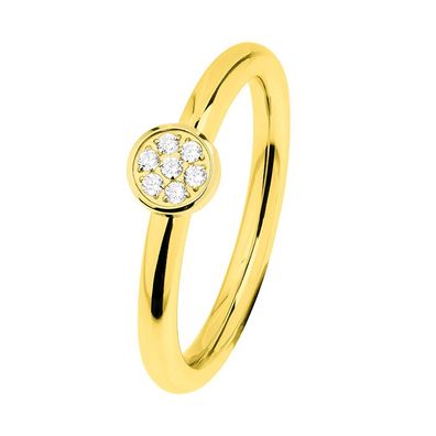 Ernstes DESIGN Damen Ring R457. WH Edelstahl vergoldet mit Zirkonia