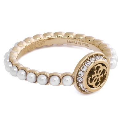 Guess Schmuck Damenring 4G Tiny Pearly Goldfarben JUBR05522JWYG