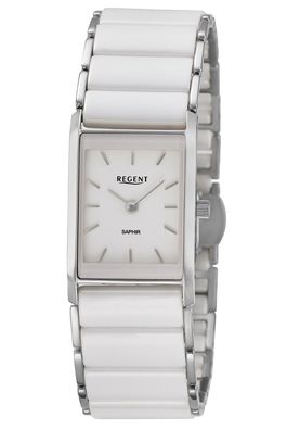 Regent Damen-Armbanduhr Edelstahl/Keramik Weiß F-1581