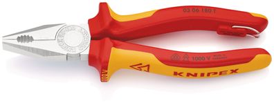 KNIPEX 03 06 180 T Kombizange isoliert mit Mehrkomponenten-Héllen, VDE-gepréft; mit i
