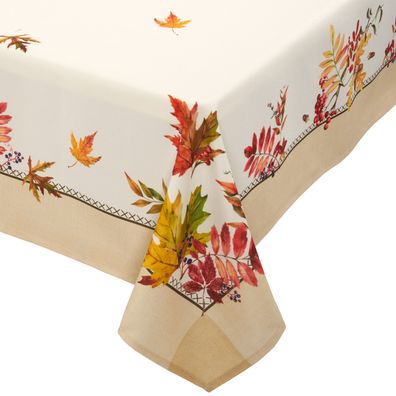 Tischdecke Weiß Tafeltuch Pflegeleicht Herbst Decke Unterdecke Blätter 130 x 170