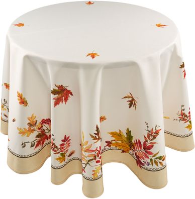 Tischdecke Rund Tafeltuch Weiß Decke Pflegeleicht Unterdecke Herbst 150 cm Blatt