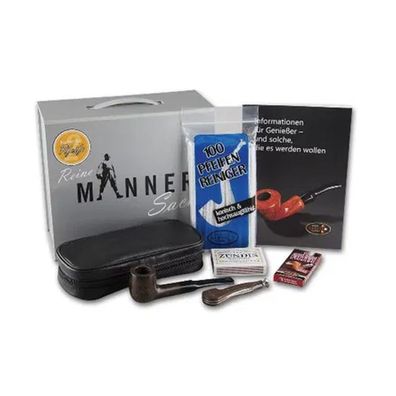 ERMURI Pfeifenset "Reine Männersache B" mit dunkelbrauner Pfeife und Zubehör