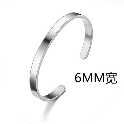 Edelstahlarmband für Männer 6 mm Öffnungsarmreif Geschenk für Ihn Pulsera Hombre