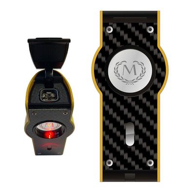 Myon Sensor Zigarren-Feuerzeug mit 4er Jet-Flamme, Racing Edition GELB, Bohrer