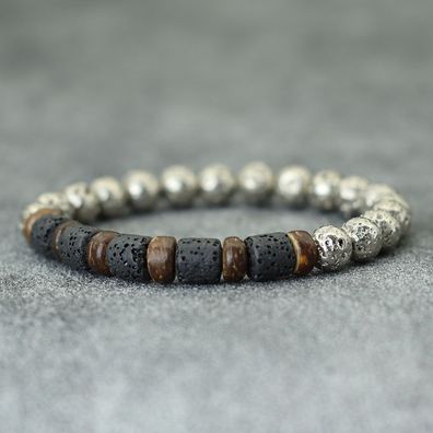 Neue Herren Holz Armband natürlichen Vulkan gestein Stein Braslet handgemachte Gebet