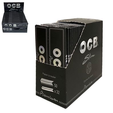 OCB Schwarz Premium Long Slim Papers / /rehpapier, 50 Hefte à 32 Blatt