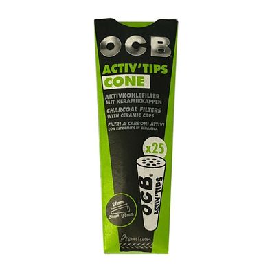 OCB Activ' Tips CONE Aktivkohle-Filter mit Keramikkappen 25 Stück, konisch
