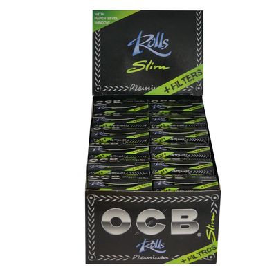 24 x OCB Premium Rolls Slim Schwarz mit je 24 Filtertips
