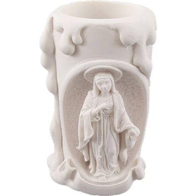 10cm Alabaster Teelichthalter heilige Maria Weiß