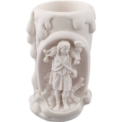 10cm Alabaster Teelichthalter Jesus der gute Hirte Weiß